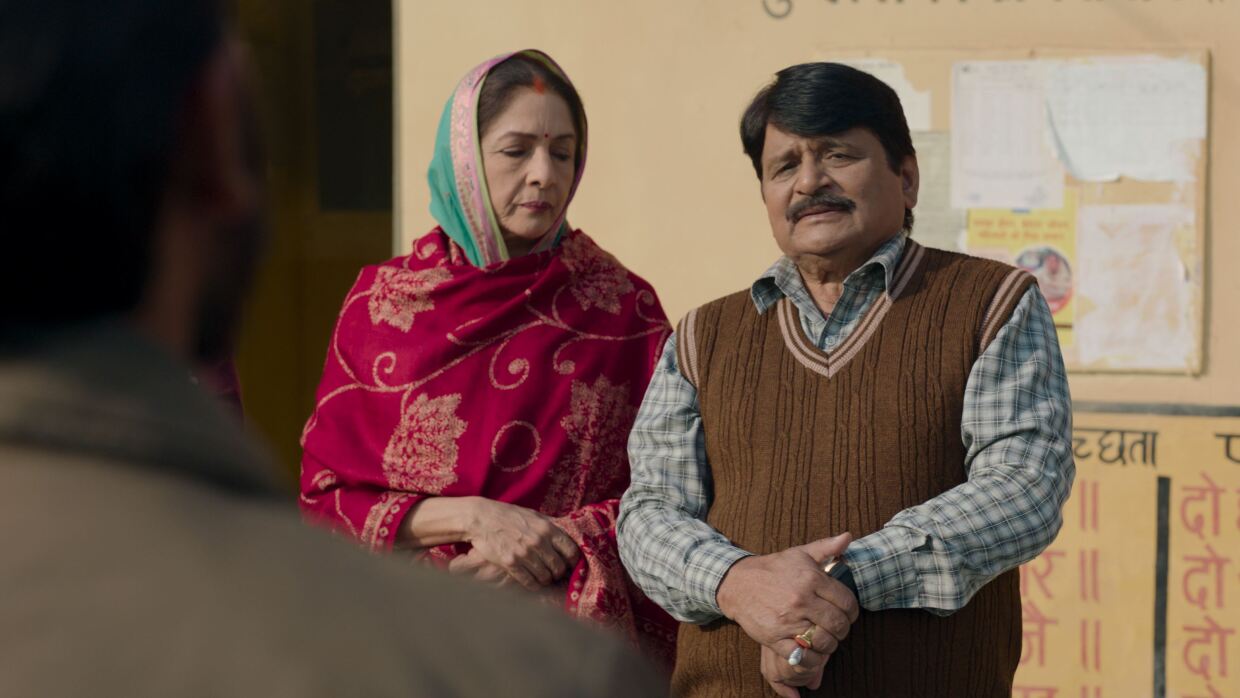 Neena Gupta and Jitendra Kumar in a tense election scene in Panchayat Season 4